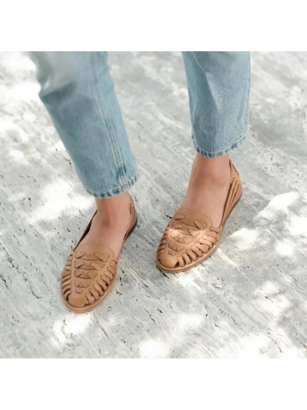 NISOLO Huarache Leather Sandals Tan Size 9.5 - Picture 6 of 9